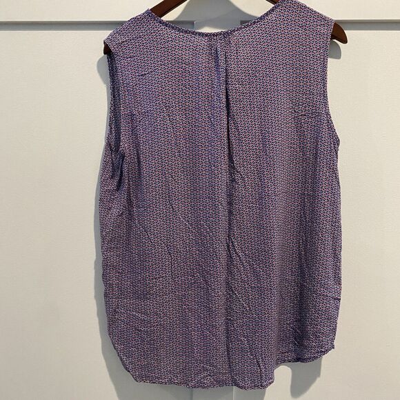 Graham & Greene Top L Red Blue Geometric Sleeveless Blouse Tank - Picture 7 of 11